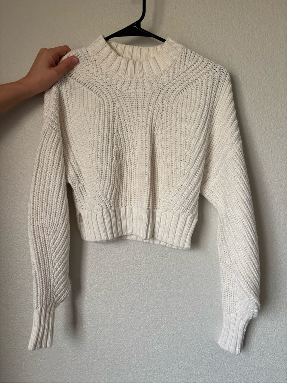 Rebecca Minkoff Cream Cable Knit Crew Sweater